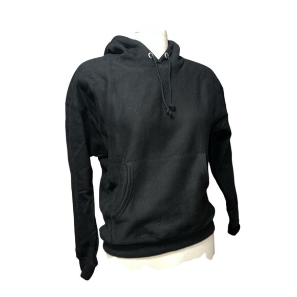 Champion Power Blend Long Sleeve Warm Hoodie Sweatshirt Sz Medium Black Kangaroo - Picture 1 of 11